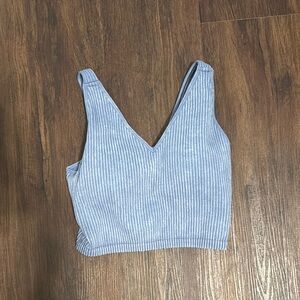 Washed Blue Ribbed Women's Crop Top w/padding
